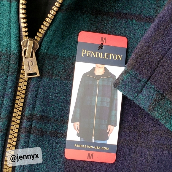 NEW Pendleton Women's Wool Blend Walker Topper Coat Green Blue Plaid - Picture 4 of 16